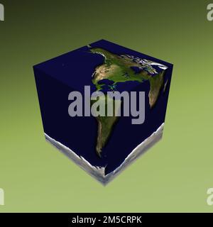 Planet Erde in Würfelform. 3D-Rendering Stockfoto