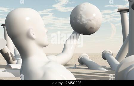 Desert Fantasy Ruinen. 3D Rendern Stockfoto