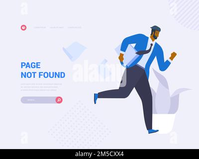Seite nicht gefunden: Vektorvorlage für Homepage. 404 Fehler: Idee der Landing-Page-Oberfläche der Website mit flachen Abbildungen. Zugriffsproblem. Internetverbindung fa Stock Vektor