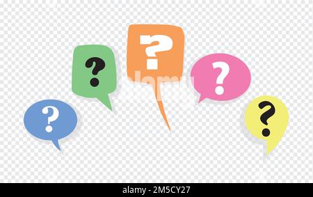 Ein Satz bunter Sprechblasen Fragezeichen Stock Vektor