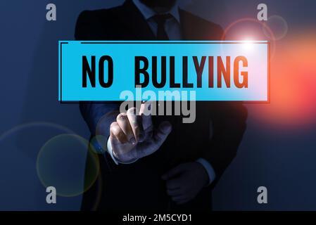 Schild, das kein Mobbing anzeigt. Geschäftsidee stoppt aggressives Verhalten unter Kindern Stockfoto