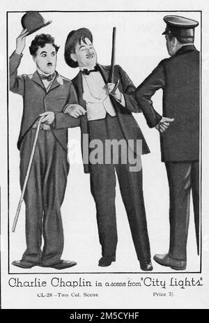 CHARLIE CHAPLIN als der Tramp HARRY MYERS und HARRY AYERS in CITY LIGHTS 1931, geschrieben und Regie von CHARLES CHAPLIN Stummkomödie mit der Musik Charles Chaplin Productions / United Artists Stockfoto