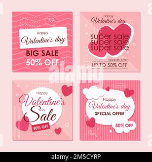 Flache Banner für Valentinstag in Vector Stock Vektor