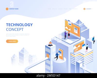 Isometrisches Technologiekonzept. IT-Services. Online-Informationen. Internetsicherheit. Vektordarstellung Stock Vektor