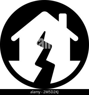 Abbildung des Vektorsymbols für den Einsturz eines Hauses (Erdbeben, Katastrophen) Stock Vektor