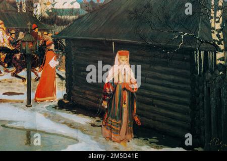 Andrej Ryabushkin, Hochzeitszug im Moskau des 17. Jahrhunderts. Andrej Ryabushkin war ein russischer Maler. Seine Hauptwerke Widmeten Sich Dem Leben Des Gewöhnlichen Rus Stockfoto