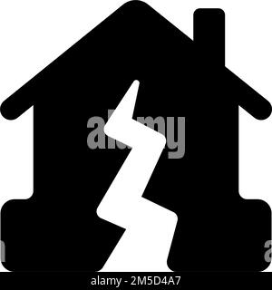 Abbildung des Vektorsymbols für den Einsturz eines Hauses (Erdbeben, Katastrophen) Stock Vektor