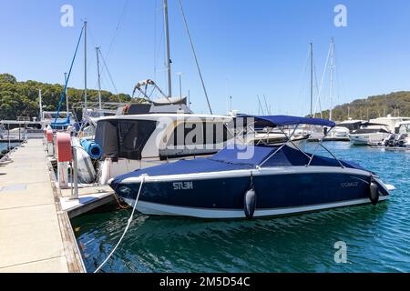 Bootsanleger von Pittwater Sydney Stockfoto