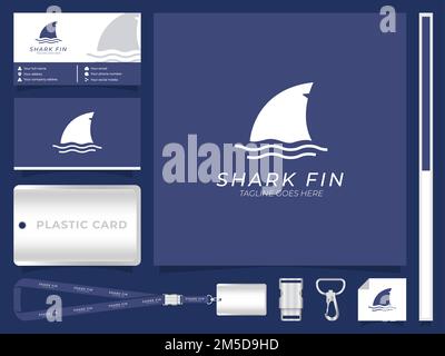 Eine Vektordarstellung des Shark Fin Monogramm-Logos auf der Vorlage für Bürobedarf des Unternehmens Stock Vektor