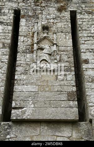 Wappen-Detail am Gatehouse in Forteresse de Largoet, Elven, Morbihan, Bretagne, Frankreich Stockfoto