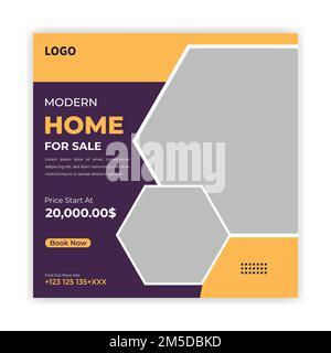 Real Estate Home Social Media Post Template, editierbare Post Template Social Media Banner. Stock Vektor