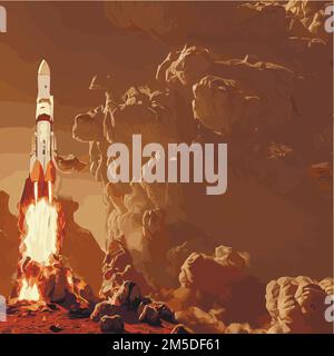 Das Weltraumstartsystem startet. Vektordarstellung, Astronomie