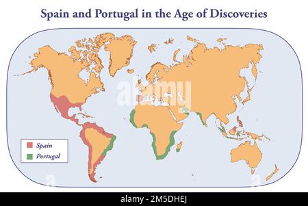 Spanische und portugiesische Territorien im Zeitalter der Erkundungen Stockfoto