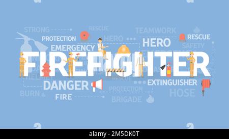 Darstellung des Feuerwehrkonzepts. Idee von Notfall, Schutz und Sicherheit. Stock Vektor