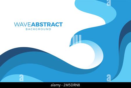 Blauer, Gewellter Hintergrund Aus Papercut Im Wasserstil. Papercut Abstract Vector Stock Vektor