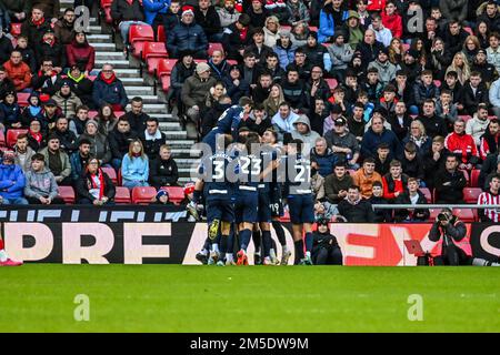 Blackburn Rovers Spieler feiern die Führung gegen Sunderland AFC bei der EFL-Meisterschaft. Stockfoto