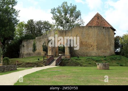 Festungsherren wohnen in Chateau de Crevecoeur, Crevecoeur-en-Auge, Calvados, Normandie, Frankreich Stockfoto