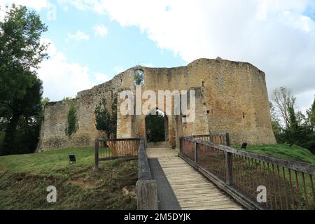 Festungsherren wohnen in Chateau de Crevecoeur, Crevecoeur-en-Auge, Calvados, Normandie, Frankreich Stockfoto
