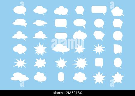 Sprechblasen bereit. Weiße Sprachwolken auf blauem Hintergrund. Stock Vektor