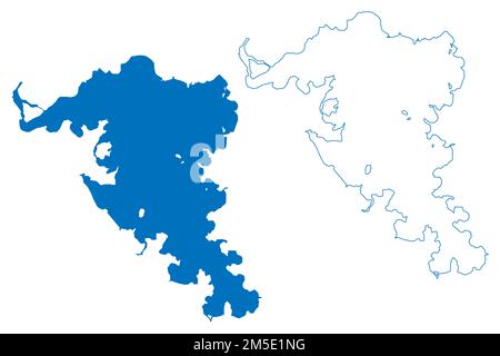 Lake Tumba (Afrika, Demokratische Republik Kongo, Kongo-Kinshasa, DR Kongo) Kartenvektordarstellung, skizzierte Ntomba-Karte Stock Vektor