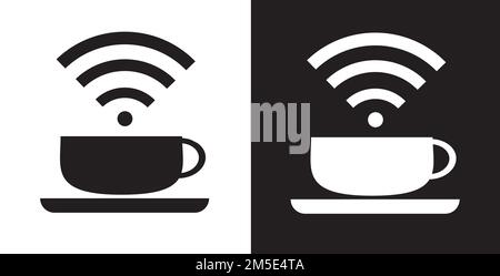 Logo für Kaffeetasse mit WiFi-Vektor-Symbol. Vorlage für kreatives Logo für Café oder Restaurant Stock Vektor