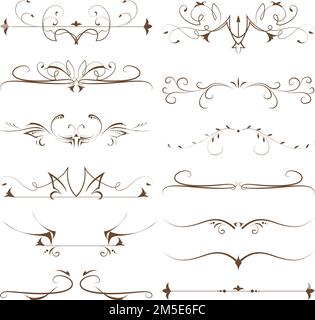 Zierteiler auf weißem Hintergrund. Klassische, blumige und ethnische Ornamente. Stickerei. Stock Vektor