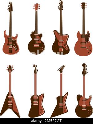 Elektrische Gitarren auf weißem Hintergrund. Stock Vektor