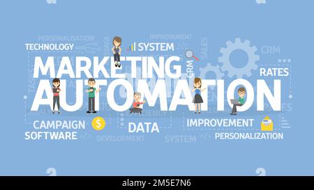 Illustration des Konzepts der Marketingautomatisierung. Idee von Technologie und Geschäft. Stock Vektor