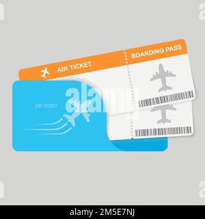 Moderne Bordkarte für Fluggesellschaften, zwei Tickets. Stock Vektor