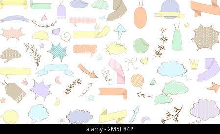 Rahmen und Rahmen, Trennlinien. Süße Zeichentrickrahmen für den Text. Stock Vektor