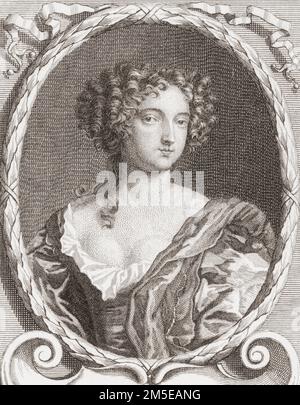 Hortense Mancini, Duchesse de Mazarin, 1646-1699. Italienische Geliebte von Karl II., König von England. Nach einer Arbeit von Bernard Picart. Stockfoto