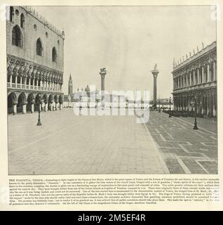 Vintage-Foto der Piazzetta, Venedig, Italien, 1890er, viktorianisch, 19. Jahrhundert Stockfoto