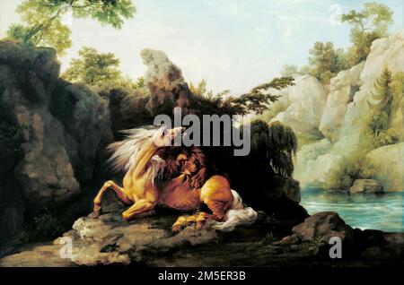 George Stubbs - Pferd verschlungen von einem Löwen - 1763 Stockfoto