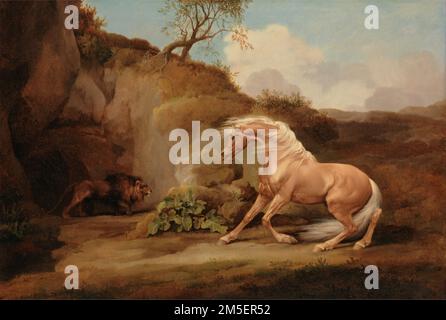 George Stubbs - Pferd verängstigt von einem Löwen - c1763 Stockfoto