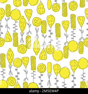 Abstrakte Blumen nahtlose Wiederholungsmuster, Vektor, Strichkunst. Vektordarstellung. Ideal für Textilien und Verpackungen Stock Vektor
