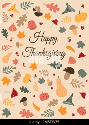 Frohe Thanksgiving-Karte, Vektorformat. Vektordarstellung Stock Vektor