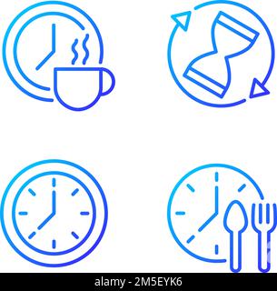 Effizientes Zeitmanagement Symbole für lineare Vektoren mit perfektem Pixelgradienten Stock Vektor