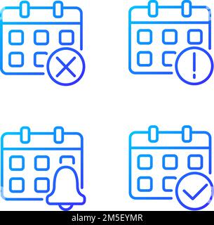 Kalender-App-Management – Satz von Symbolen für Perfect Gradient Linear Vector Stock Vektor
