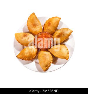 Traditionelle argentinische salzige Empanadas gefüllt mit Fleisch Stockfoto