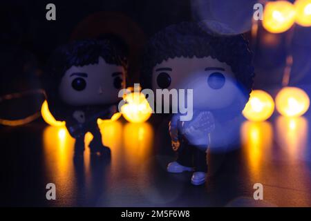 Washington, USA - 27. Dezember 2022: Funko POP Vinyl Figuren von John Deacon und Brian May (Queen Band) Stockfoto