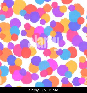 Abstraktes kreisförmiges, nahtloses Pünktchenmuster in Aquarellfarben zum Einwickeln von Papier und Textilien, Bettwäsche und Kinderbekleidung sowie festlicher Verpackung. H Stockfoto