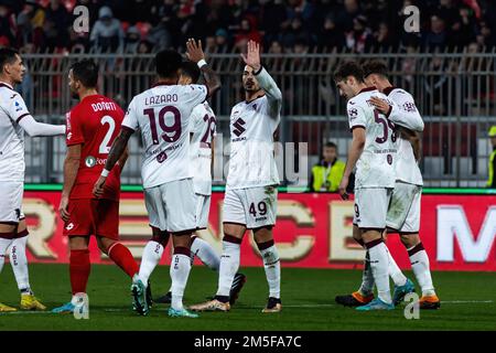 Monza, Italien. 28. Dezember 2022. Turin FC feiert ein Tor während des freundlichen Spiels zwischen AC Monza und Turin FC im U-Power Stadium. (Endstand; AC Monza 1:4 Turin FC) Guthaben: SOPA Images Limited/Alamy Live News Stockfoto