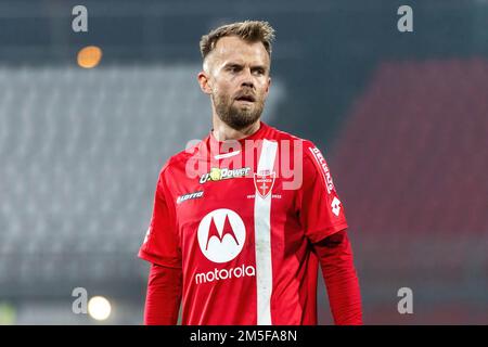 Monza, Italien. 28. Dezember 2022. Christian Gytkjaer von AC Monza wurde während des Freundschaftsspiels zwischen AC Monza und dem Turin FC im U-Power Stadium gesehen. (Endstand; AC Monza 1:4 Turin FC) Guthaben: SOPA Images Limited/Alamy Live News Stockfoto