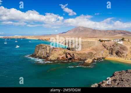 Beach Playa de Papagayo auf Lanzarote, Kanarische Inseln, Spanien Stockfoto