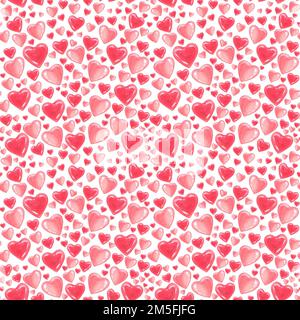 Nahtloses Muster für Valentinstag oder Hochzeit. Rosa Herzen. Handgezeichnete Aquarelldarstellung. Typografie-Poster, Karte, Etikett aus Geschenkpapier. Stockfoto