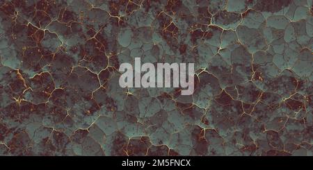 Nahtlose Kupferpatina mit gebrochener und gerissener Grunge-Hintergrundstruktur. Alte antike verwitterte und abgenutzte verrostete Bronze oder Messing abstrakte Kratzer Stockfoto
