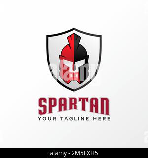 Einfacher und einzigartiger Spartan- oder Gladiator-Helm mit Haarbild grafisches Symbol Logo abstraktes Konzept Vektormaterial. Symbol im Zusammenhang mit Kriegersport Stock Vektor