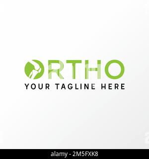Einfache und einzigartige Schriftart ORTHO mit Knieknochen in Wort O grafisches Symbol Logo Design abstraktes Konzept Vektor Gesundheit oder Initial Stock Vektor
