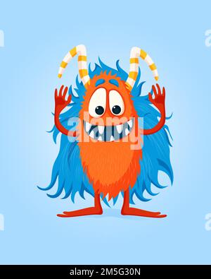 Vektorbild mit niedlichem rotem Cartoon Monster Stock Vektor