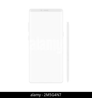 Hochwertige neue Version von weichen sauberen weißen eleganten Note Smartphone mit weißen Bildschirm leer. Realistische Vektor Mockup Tablet Pad für visuelle ui App dem Stock Vektor